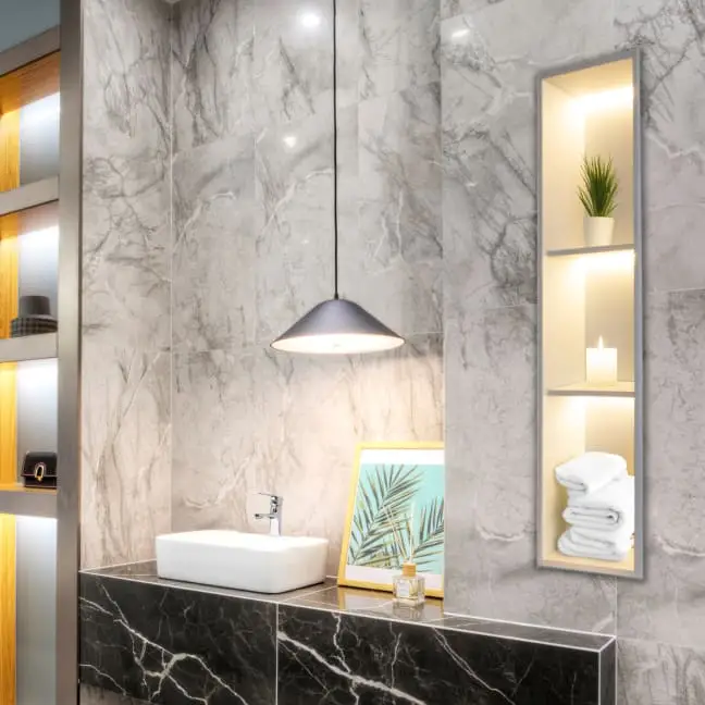 Thermopanel Stainless Steel Shower Niche in Bathroom