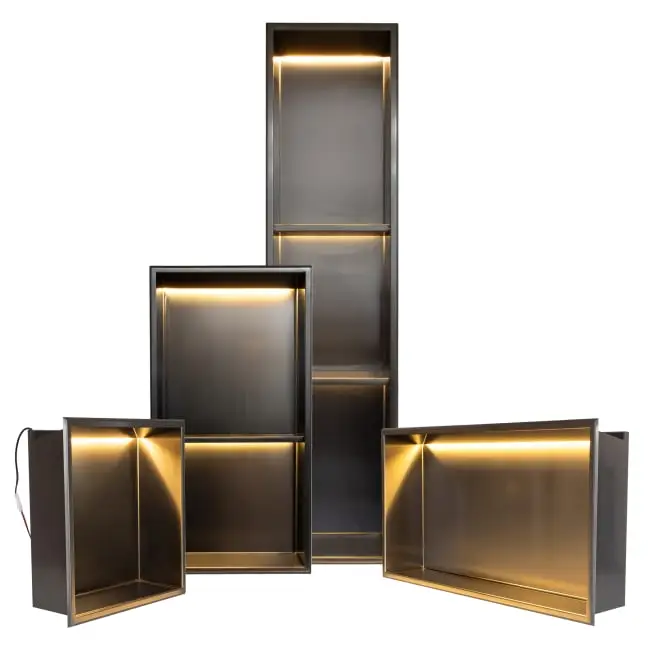 Thermopanel Noir Black Stainless Steel Shower Niches
