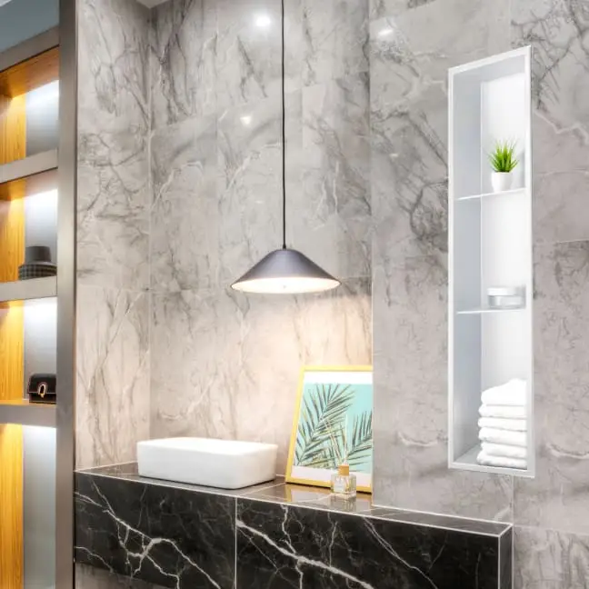 Thermopanel Stainless Steel Shower Niche in Bathroom