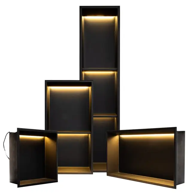 Thermopanel Matte Black Stainless Steel Shower Niches